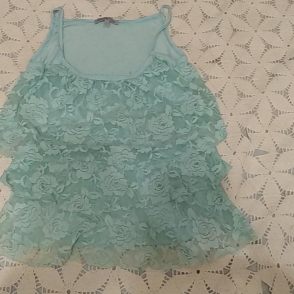 A blue tank top